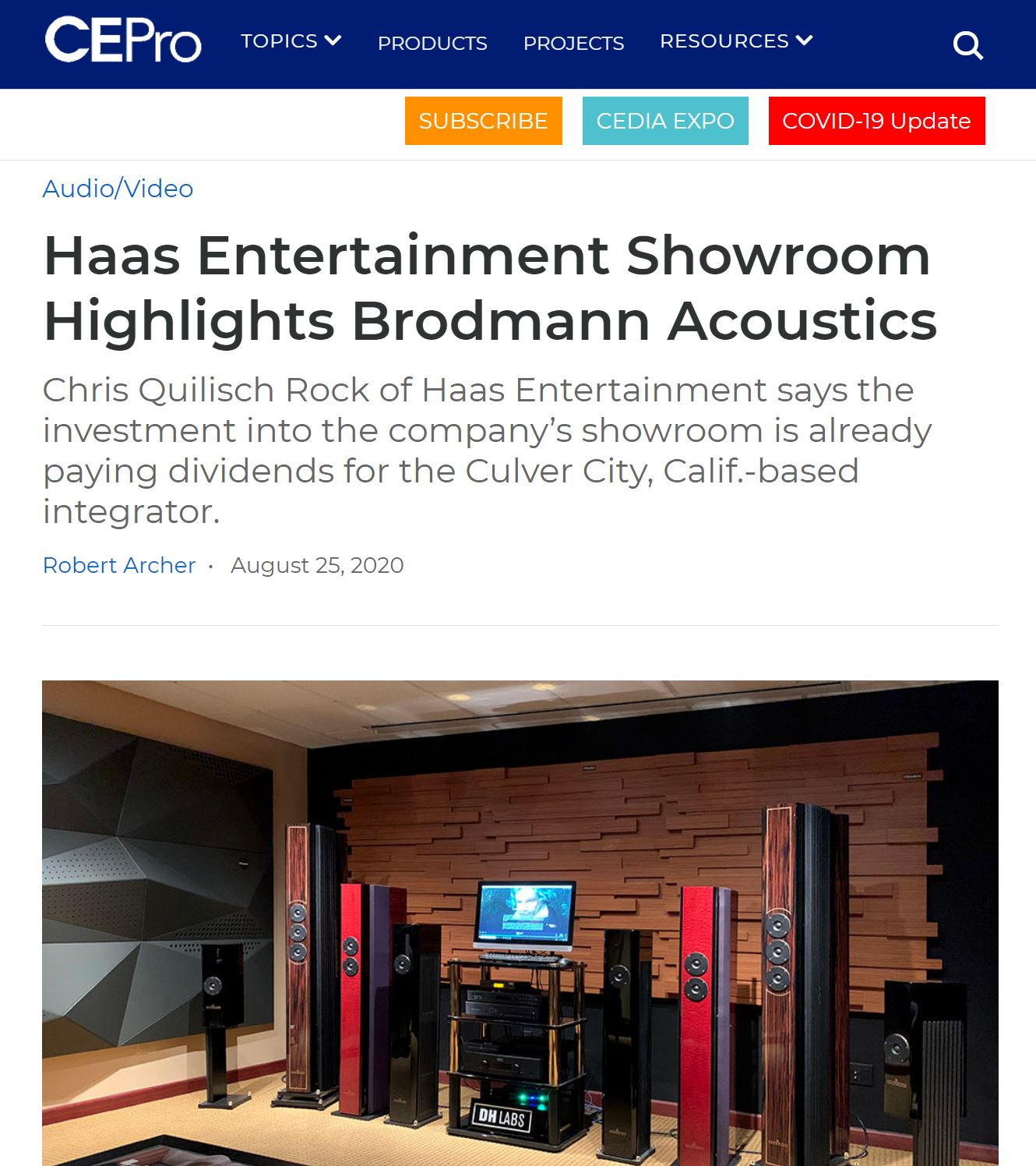 Haas Entertainment mentioned in CEPro Magazine
